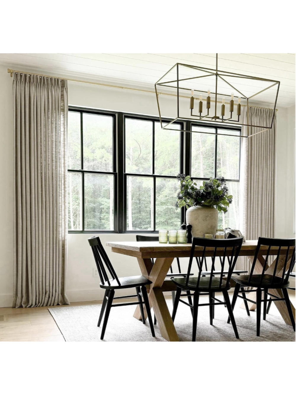 TWOPAGES Pinch Pleated Linen Curtain, Grey Beige, 40W x 84L 1 Panel